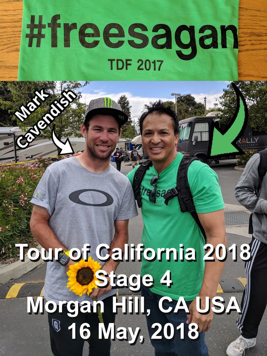 gtbarry's tweet photo. I SWEAR I did not wear my #freesagan tshirt and take a picture with #MarkCavendish on purpose!
#petersagan #tourdefrance #tourdefrance2017 #tdf17 #tdf #letour #tdf2017 #tourofcalifornia #amgentourofcalifornia #bikerace #cycling #nbcsports #borahansgrohe #gerardbarry #lerenard https://t.co/LV9JWN5BGG