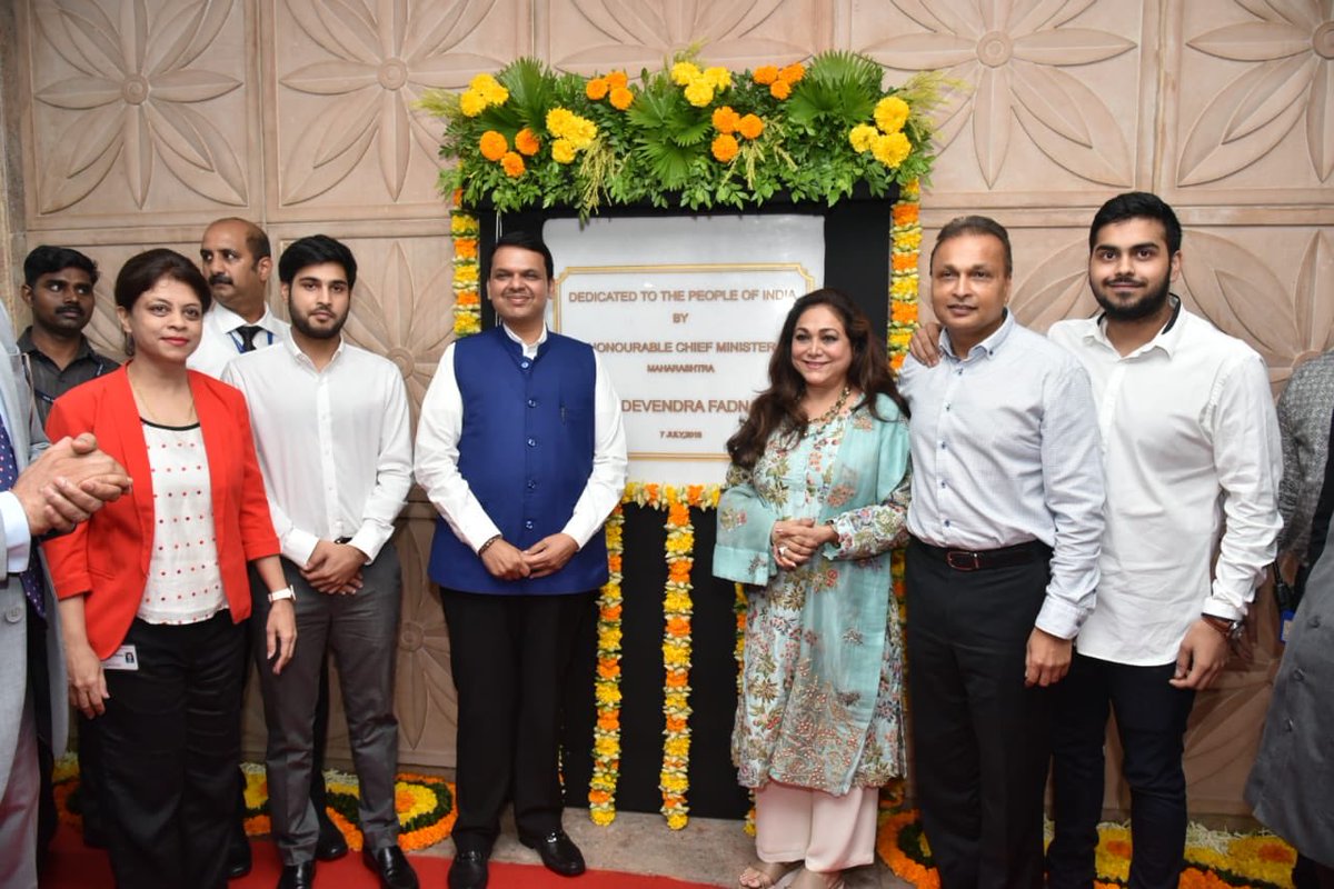 CMOMaharashtra's tweet photo. CM @Dev_Fadnavis inaugurates Reliance Hospital, Multi-speciality Healthcare Institute on Thane Belapur Road in Navi Mumbai. 
Smt Tina &amp; Shri Anil Ambani, MLA @ShelarAshish were present. https://t.co/iRSLSOCUgL
