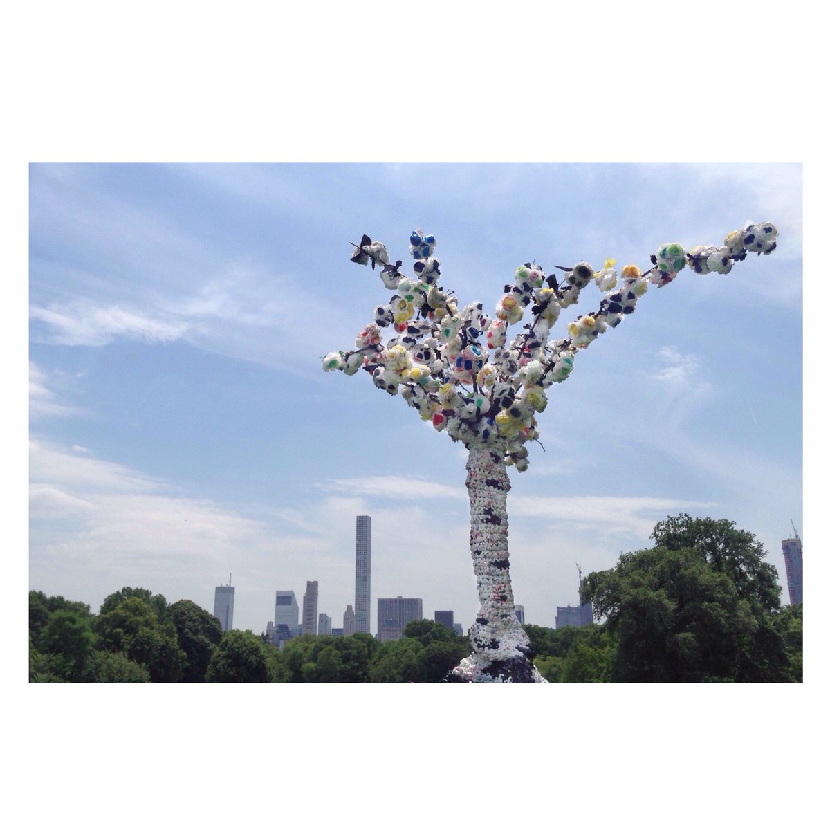 The Tree is out today 12-3pm @Washington Square Park to display the 500 🌺 made of Picked Up bags from NYC Streets! #breakfreefromplastic
