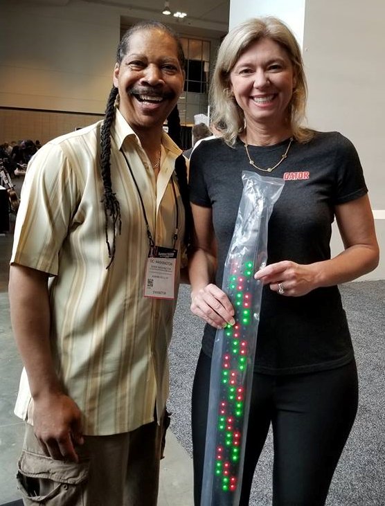 Had a great time networking at the NAMM last month. Ralphe Armstrong took our LED Guitar strap to record with Mike Stern on the east coast and it's on tour with Sister Sledge in Europe.   Check it out at lnkd.in/evqPCkJ
#NAMM #guitar #guitareffects #customeffects #LEDS