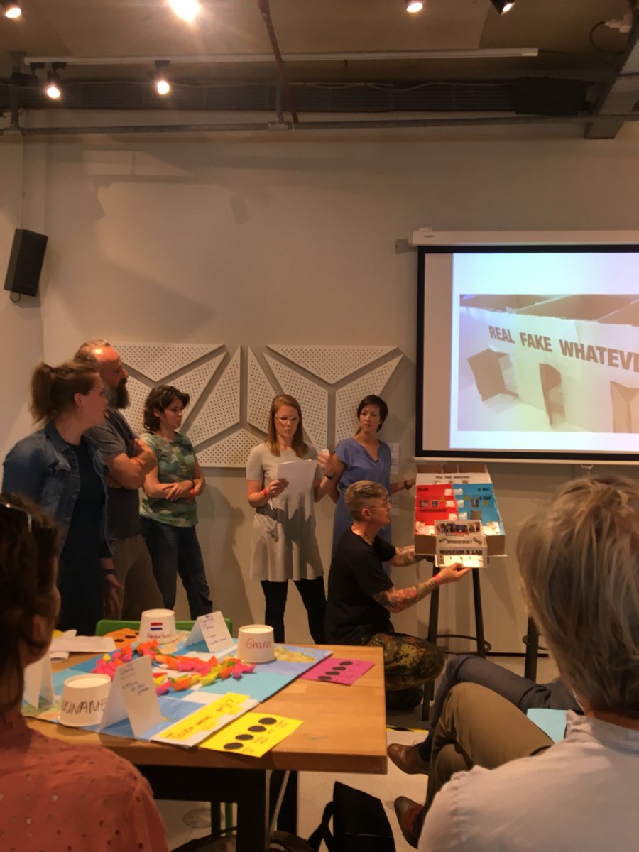 Group 4 presents “Fake, Real or Whatever” about fake and real works of art, inviting visitors to experience research methods testing how you determine whether or not a work of art is real #museumcampnl