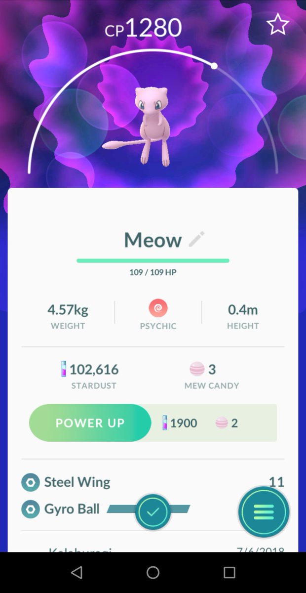 1RoN_M's tweet photo. Finally caught it! #Pokemon #pokemon #pokemongomew https://t.co/MBolEoUAXw