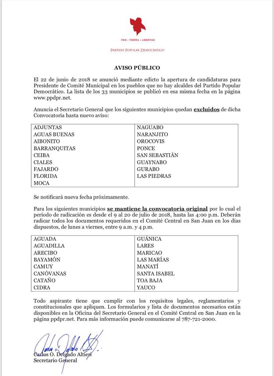 ppdpr's tweet photo. 🗣 Aviso importante sobre el proceso de radicación de candidatura para presidir comités municipales📍 https://t.co/tAOjpJqKEI