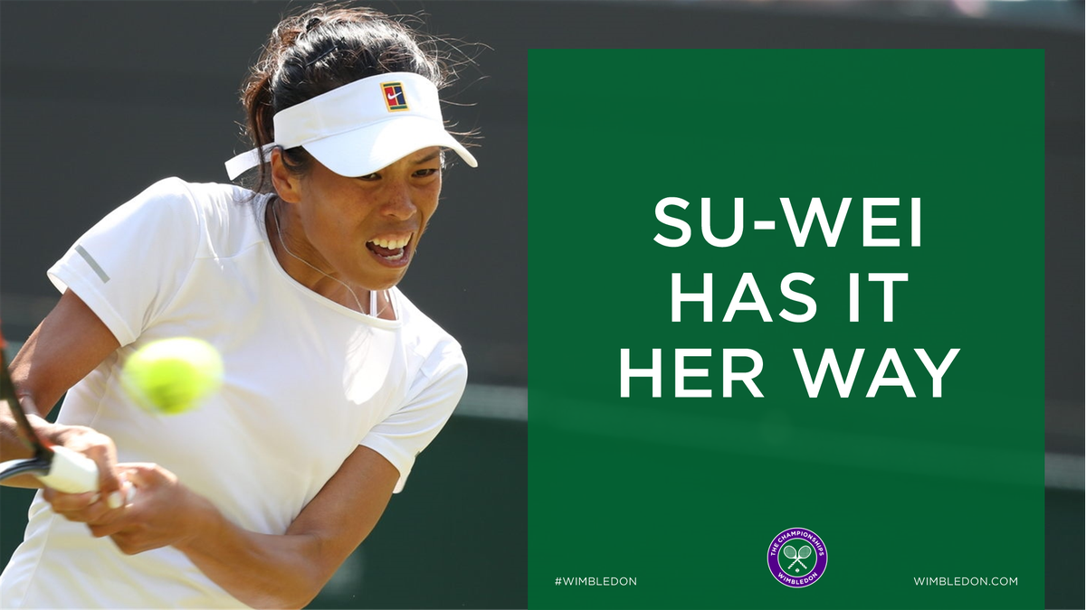Wimbledon's tweet photo. The top seed is toppled.

The #Wimbledon shocks continue as Su-Wei Hsieh defeats world No.1 Simona Halep 3-6, 6-4, 7-5 https://t.co/KQRjt8ANZF