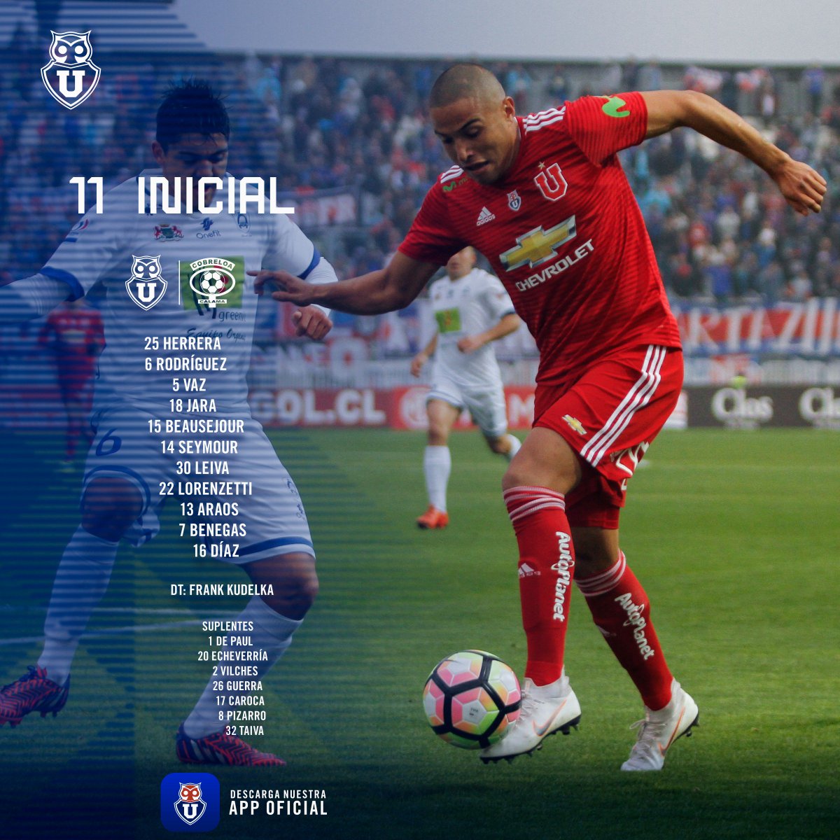 Si no la viste en nuestra APP oficial, te dejamos la alineación confirmada para esta tarde! #VamosLaU 🤘