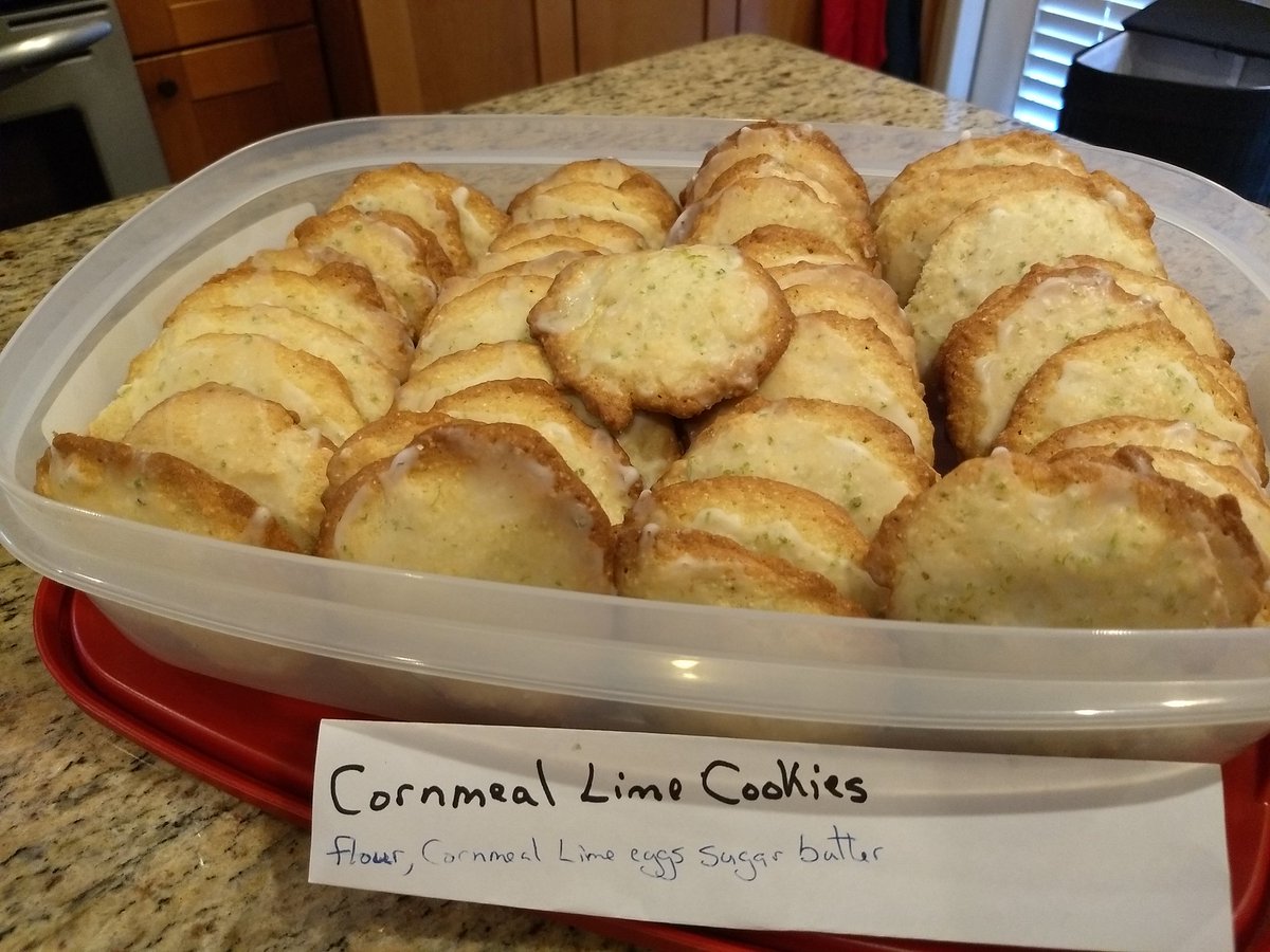 About to head to the neighborhood block party with @flourbakerycafe cornmeal lime cookies. Thanks @jbchang #Hensley #SanJose #flourbakery #delicious #flourcookbook