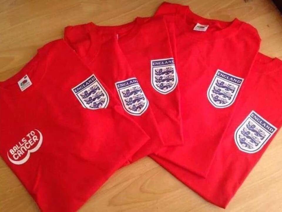 Ballstocancer's tweet photo. To celebrate #England getting to the semi finals we are giving away one of our #WorldCup t-shirts. To win one, et and follow. Winner will be picked before Wednesdays game https://t.co/K2hLqjYVbJ
