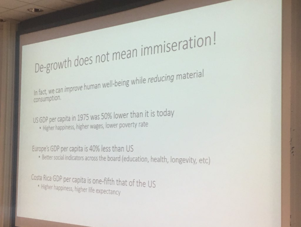 De-growth does not mean immisreration! says <a href="/jasonhickel/">Jason Hickel</a> @NseGoldsmiths #nsethinking