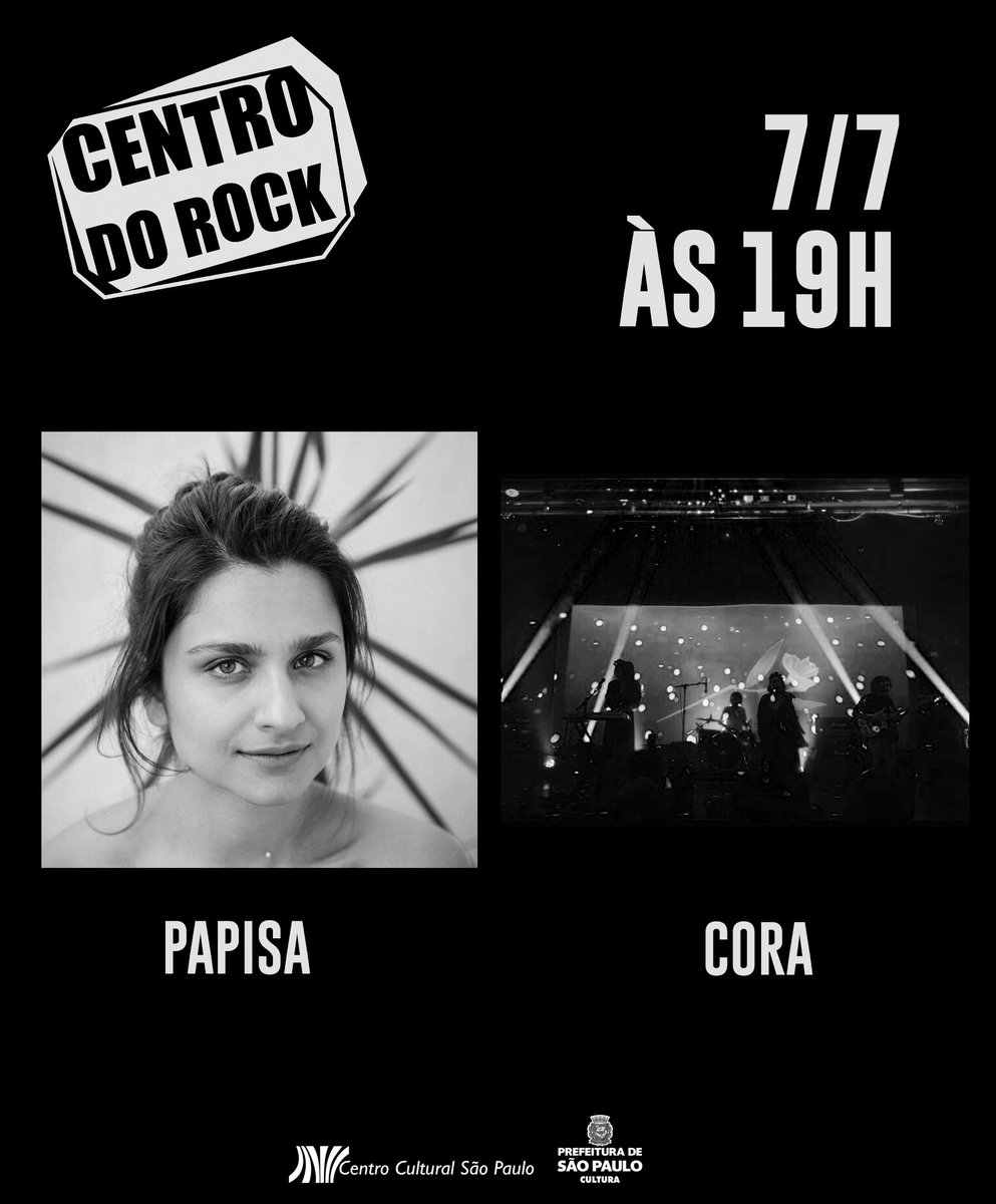 ccsp_oficial's tweet photo. Hoje, às 19h, a cantora, compositora e instrumentista Papisa e a banda curitibana Cora sobem ao palco da Sala Adoniran Barbosa como parte da programação do Centro do Rock 2018! Saiba mais: https://t.co/aPOIEN7T5F 😀
#CentroDoRock #NovoRock #AgendaSP #spcultural #CCSP https://t.co/3LUx0pSuQV