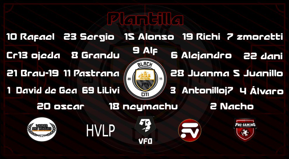 DarkFenixEsport's tweet photo. Presentamos la planilla oficial de BlackCitiVFO cara la temporada 2019, estamos trabajando muí duro para mejorar el 18, i lo estamos consiguiendo, estamos preparados para dar MUCHA GUERRA!! https://t.co/mRdmT0t2c4