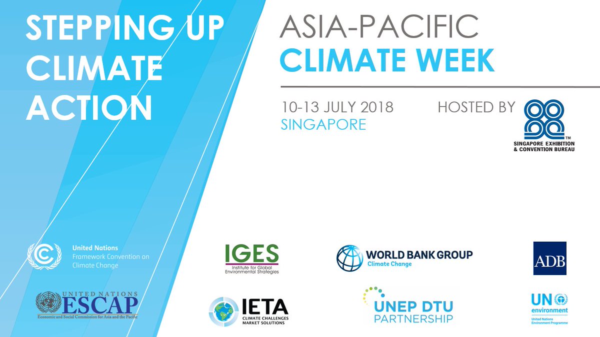 COP23's tweet image. Asia Pacific Climate Week is convening in Singapore next week! ht.ly/Bgms30kQveR 

This event will showcase increased #ClimateAction in the Asia Pacific region &amp;amp; demonstrate that nations are stepping up to meet  #ParisAgreement goals. #ClimateWeekAP #StepUp2018