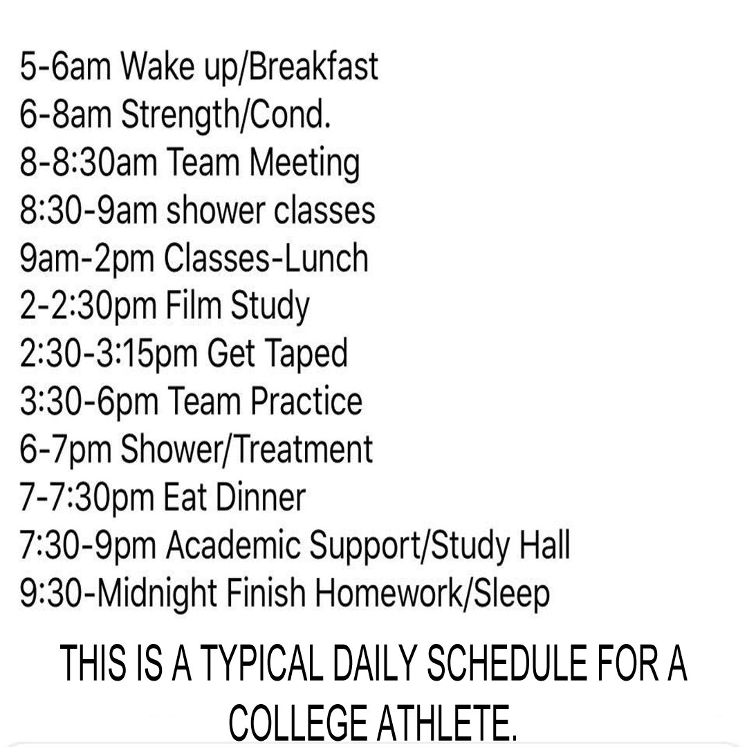 Image result for college athlete schedule