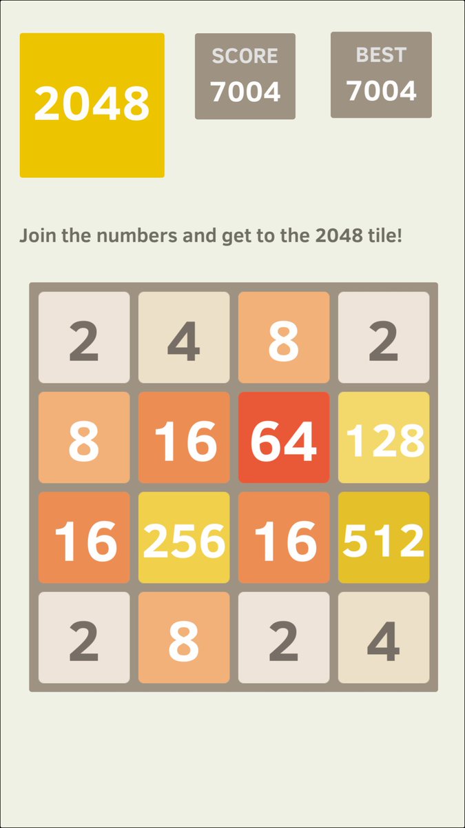 ounben's tweet photo. I Scored 7004 points at 2048, a game where you join numbers to score high! @2048_game
https://t.co/rOSePYdDVU https://t.co/jq8F709LkT