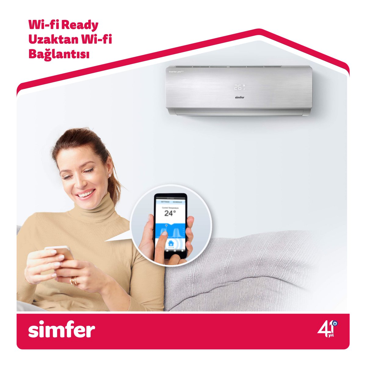 SimferTurkiye's tweet photo. Elit Pro klimalarda bulunan internet modülü, akıllı telefon veya tablet üzerinden klimanın açılıp kapanmasını,sıcaklık ayarlarının değiştirilmesini, ısıtma/soğutma ve nem ayarlarının hepsinin tek dokunuşla uzaktan ayarlanabilmesini sağlar.#Simfer #klima #elitserisi #elitpro #wifi https://t.co/DvGHsceq6t