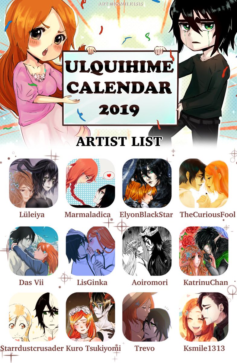 Ksmile1313 I Proudly Present You The Artists Of The New Upcoming Ulquihime Calendar For More Information Please Click On This Link T Co Ntxmbq2ewj Bleach Ulquiorra Orihime ブリーチ ウル織 ウルキオラ 井上織姫 블리치