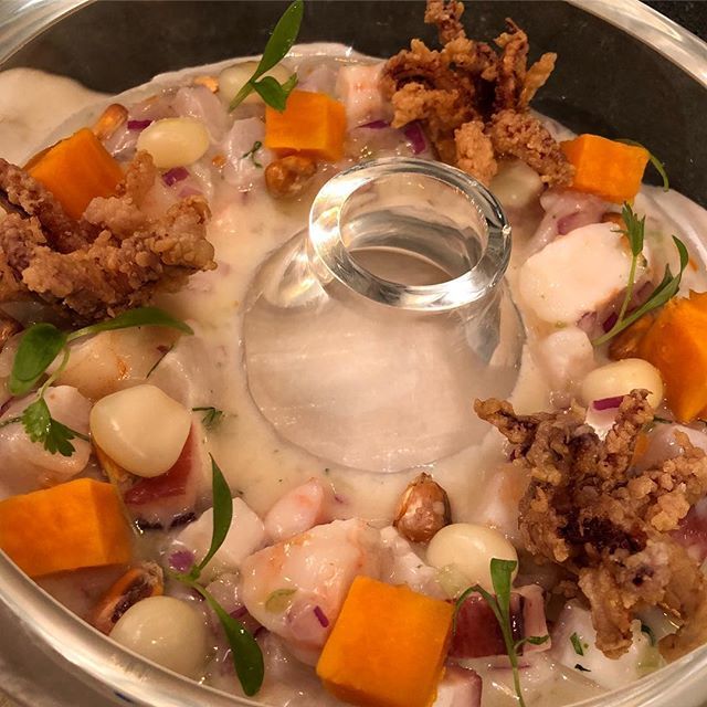 andrewzimmern's tweet image. Proper ceviche with crispy firefly squid legs. @lamarmiami chef @diegooka brilliance bit.ly/2KUPvxx