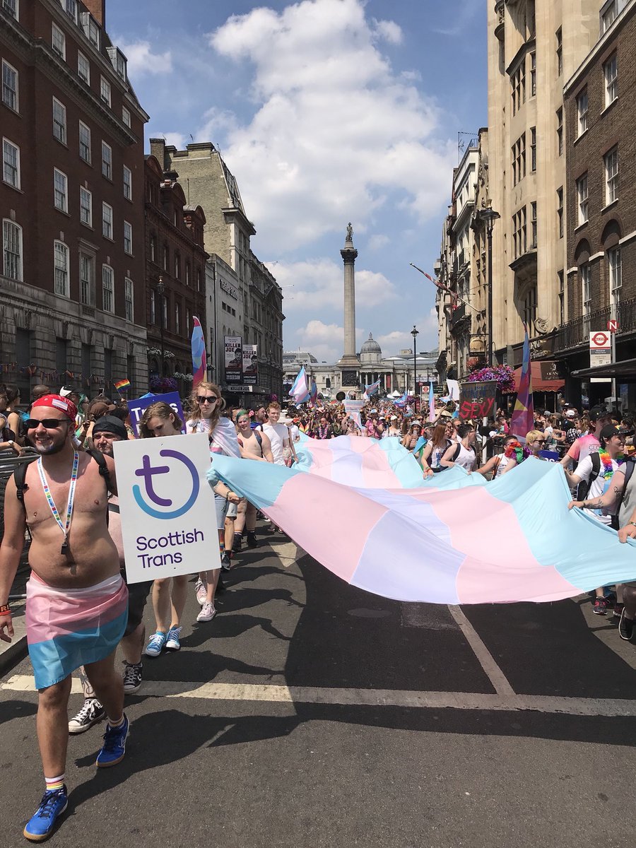 TransM_London's tweet photo. @transiness With, thanks to @ScottishTrans we had a bigger #transflags than the anti-reform group.
We, had a great reception throughout the parade. Probably part in thanks to our warm up.
@TransPALS_uk https://t.co/Kl93WW5BLt