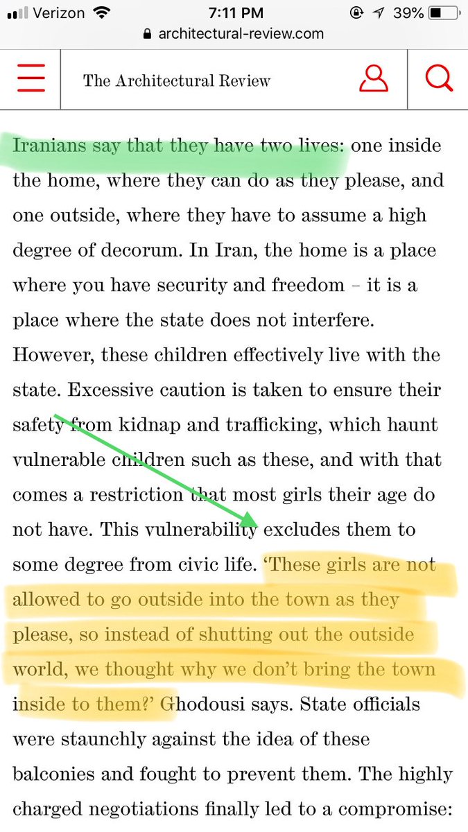 hyphenatedbrew's tweet photo. What does security &amp; freedom mean as an orphaned child in Iran? Powerful piece written by @mehrzandi, who recently visited The Habitat for Orphan Girls. Designed by ZAC Architects, the all-girls orphanage is this year's @ArchReview House winner. Mabrouk! https://t.co/cS33Bzvn7V https://t.co/ECqPtTzdaC