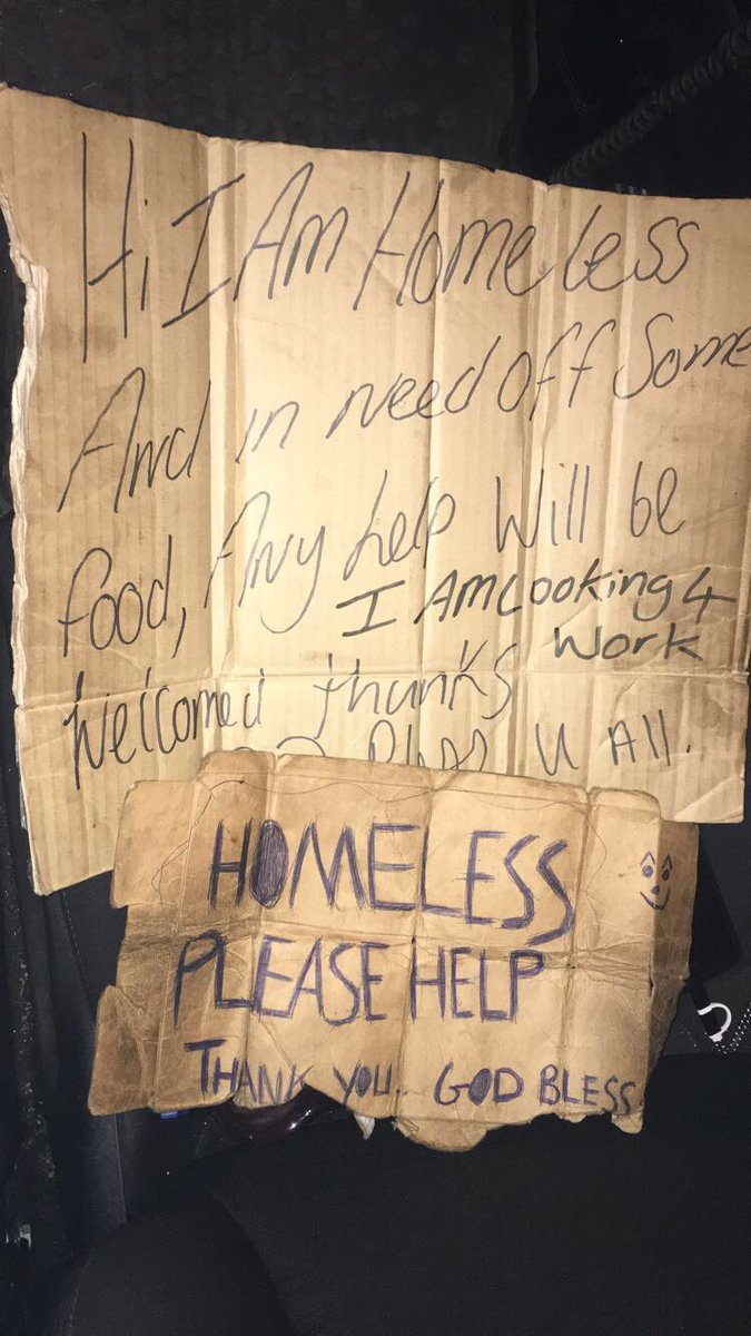 2 signs taken from beggers within Bowling & Barkerend Ward... please note, these 2 were NOT homeless... please visit streetsupport.net for further information on Safer Giving #BradfordCares