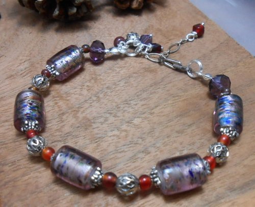 Excited to share the latest addition to my #etsy shop: Dusky Mist Purple-Venetian Murano Glass & Silver Bracelet-Venetian Glass Jewelry-Bead Bracelet etsy.me/2MWSums #jewelry #bracelet #silver #venetianglass #hipsterjewelry #artglassjewelry #bohojewelry #esty #