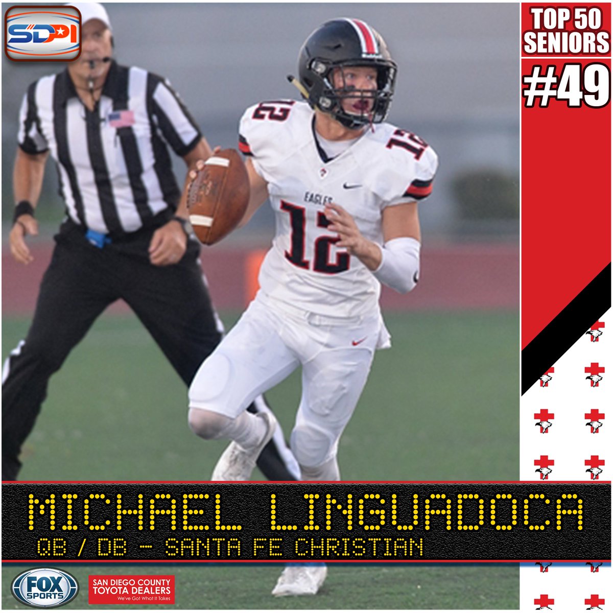SDPrepInsider's tweet photo. Our countdown to the return of #football continues with another impact senior that you need to know 🏈 @michael_ling12 from @SFC_Football is versatile and explosive. He will be one of the keys to the Eagles success this season. https://t.co/q8ik6ozeBv