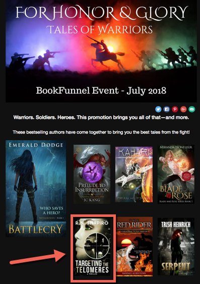 TamingTelomeres's tweet photo. Free Honor &amp; Glory Thrillers: Featuring Warrior Protagonists Like Amanda Michaels in Targeting the Telomeres https://t.co/bAy836hzfv https://t.co/B2ueIukOga