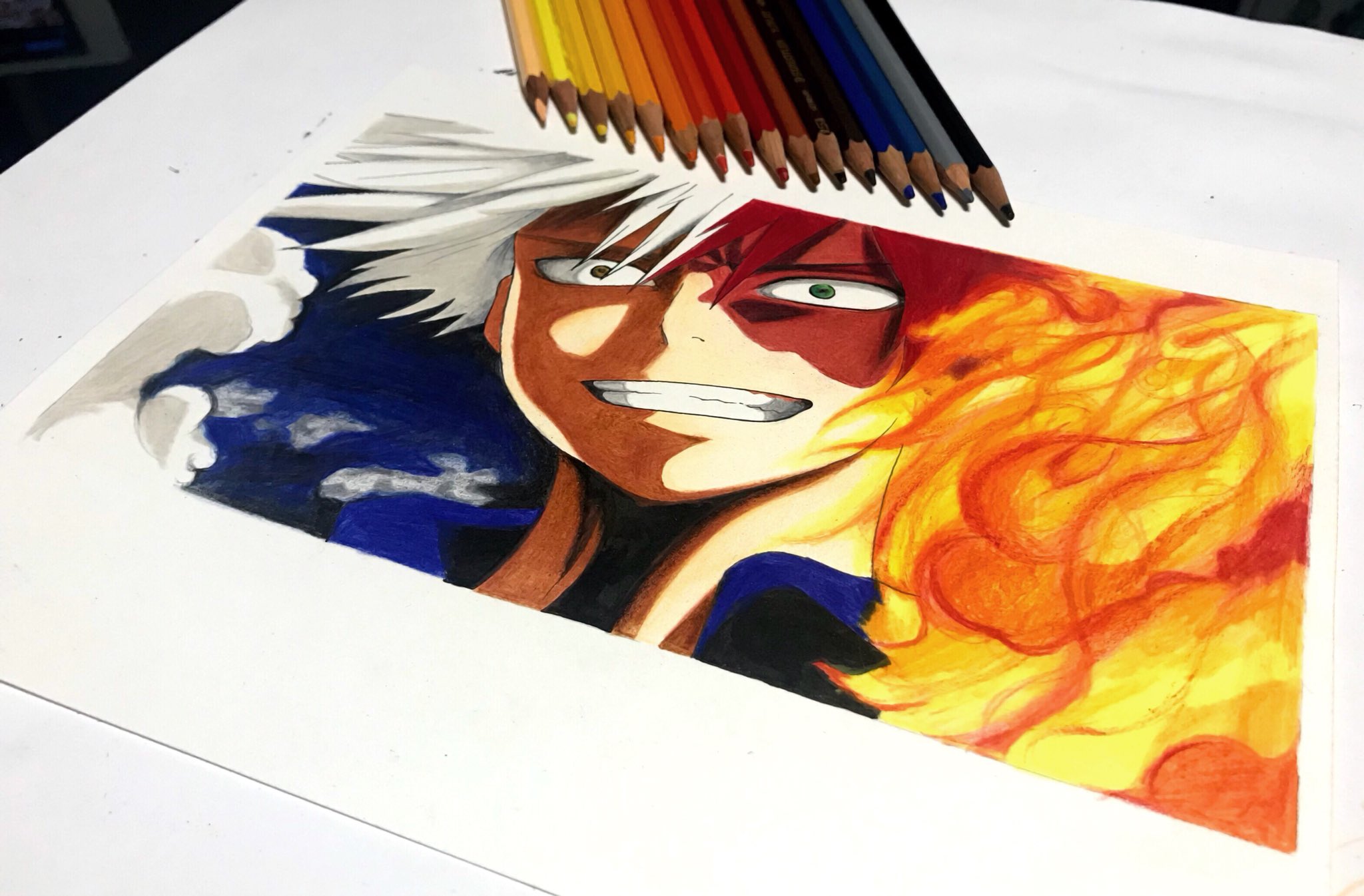 炎 イラスト 描き方 色鉛筆