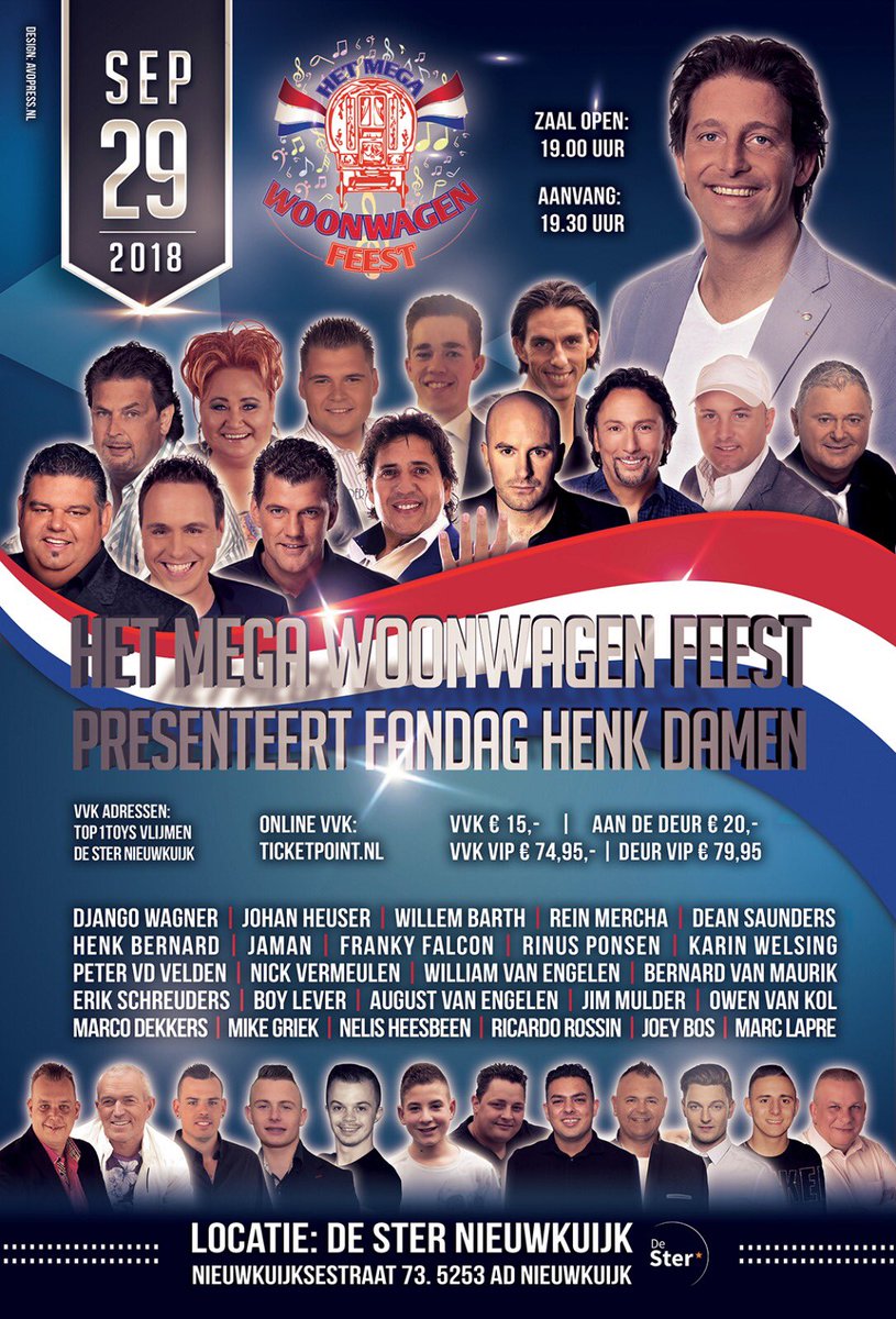 Het Mega Woonwagen Feest presenteert: Henk Damen fan dag,
“De Ster “ in Nieuwkuijk tickets zijn al te verkrijgen bij <a href="/Ticketpoint/">Ticketpoint</a>
