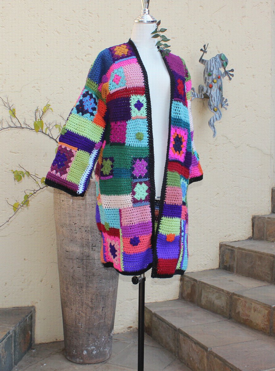 kennainafrica's tweet photo. Crochet jacket , Granny Square coat , Textured jacket , Crochet coat , Cardigan , Vintage style jacket , Colorful coat https://t.co/1CIj4YkEI7 #Etsy #KennaInAfrica #Handmade #ColorfulCoat https://t.co/uKBDXQWLwD