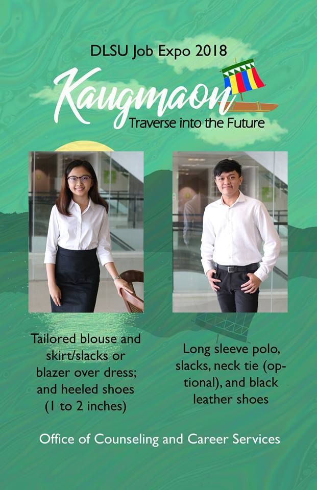 Dlsu_Occs's tweet photo. Lasallians!
Don't know what to wear, bring, or do during job expo?
Here are some tips for you to smoothly TRAVERSE INTO THE FUTURE.
*Take note that the job expo is open from 9am-12nn and 1pm to 5pm
#Kaugmaon
#TraverseIntoTheFuture
#DLSUJobExpo2018 https://t.co/MUy3HUtsh3