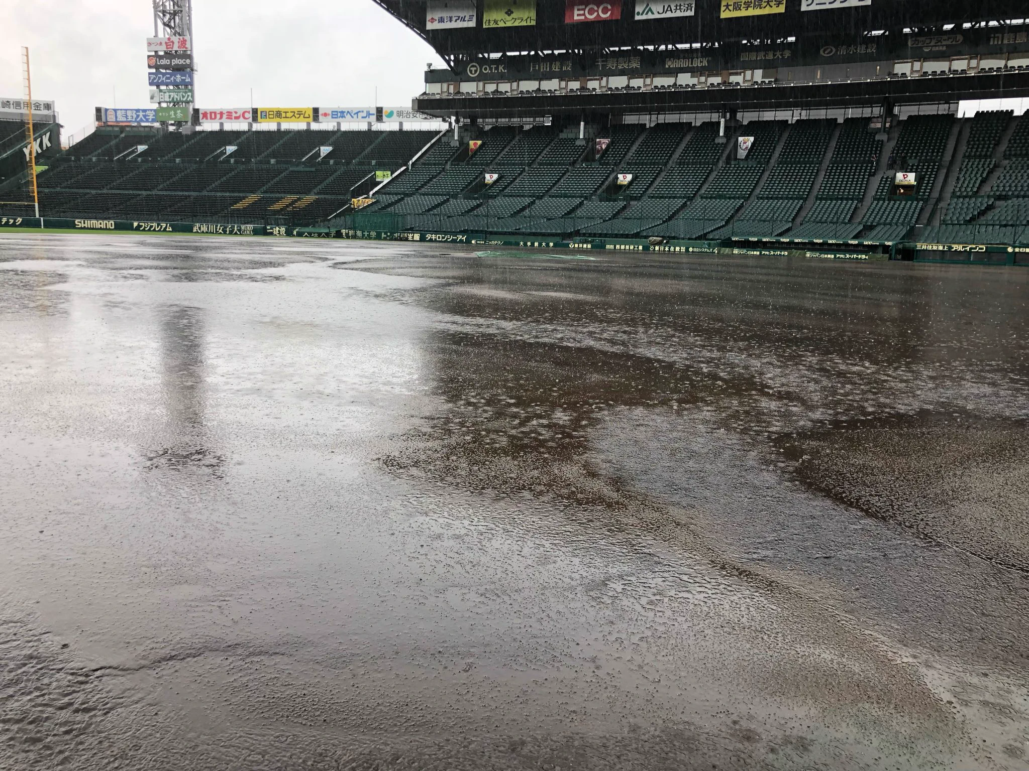 まさに職人技！水で溢れかえっていたグラウンドを元に戻す阪神園芸ｗｗｗ