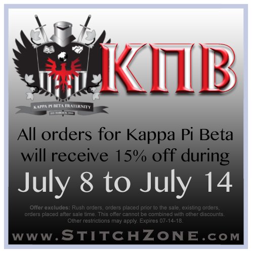 StitchZone's tweet image. Spotlight of the Week - Kappa Pi Beta
15% Discount
Expires: 07-14-18
#stitchzone #kappapibeta