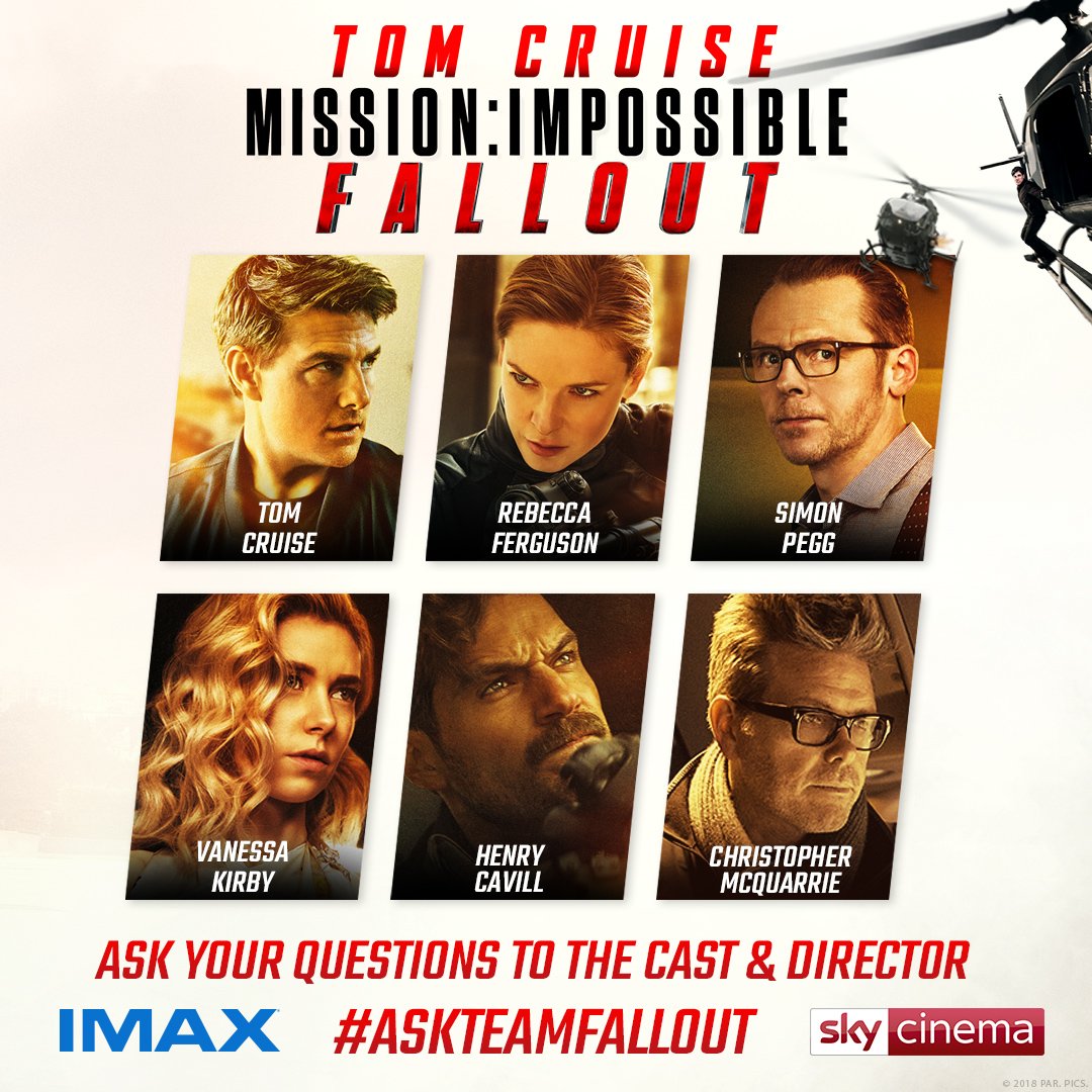 Ask the stars of #MissionImpossible Fallout your questions using #AskTeamFallout!
