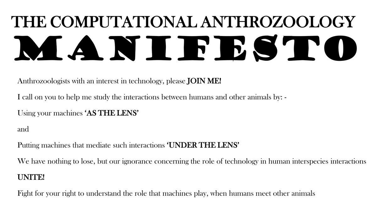 DrSteveNorth's tweet image. The final slide from my #ISAZ2018 conference presentation in which I declare Computational Anthrozoology as &apos;a thing&apos; #ExeterAnthrozoologyasSymbioticEthics #computationalanthrozoology #ACI #animalcomputerinteraction #anthrozoology