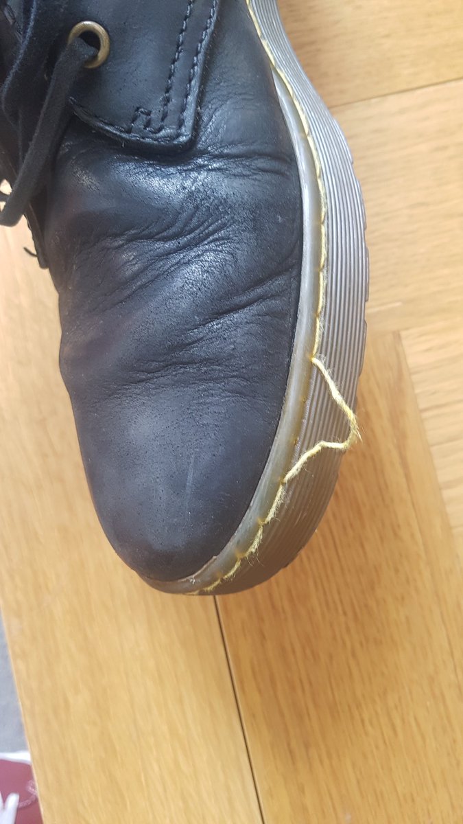 james_mccowan's tweet photo. @drmartens my DMs are unravelling! Had them for less than a year. What do I do?! #halp https://t.co/06F5TmjnET