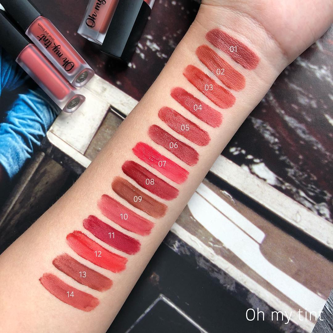 ChichaNam's tweet photo. Swatch #ohmytintลิปเนื้อละมุน ครบทั้ง 14สี 

แท่งละ 99.- บาท 
เนื้อนุ่มๆ สีสวยจริงจริ๊งงง 

ลิปไม่มีแอลกอฮอล์และพาราเบน ไม่ทำให้แตกคล้ำเสีย
สามารถใช้ทาได้ทั้ง ตา ปาก แก้มนะคะ ❤️ https://t.co/THCJ87qPDj