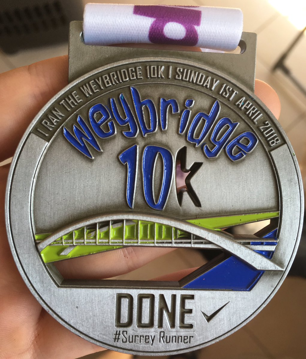 runnatalierun5's tweet image. Thank you @Weybridge10k 

Especially loving the race ribbon #aprilfooled #happyrunner