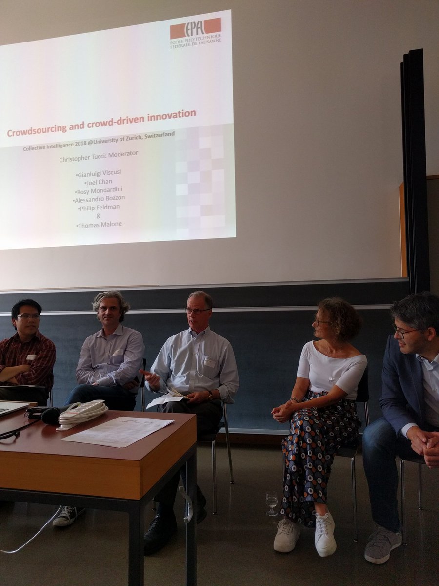 csarasuagar's tweet photo. Panel on crowd innovation at @cicon18 with Thomas W. Malone, Christopher Tucci, Alessandro Bozzon, Rosy Mondardini, Philip Feldman, Joel Chan and Gianluigi Viscusi #collectiveintelligence https://t.co/QVmgItx0XV