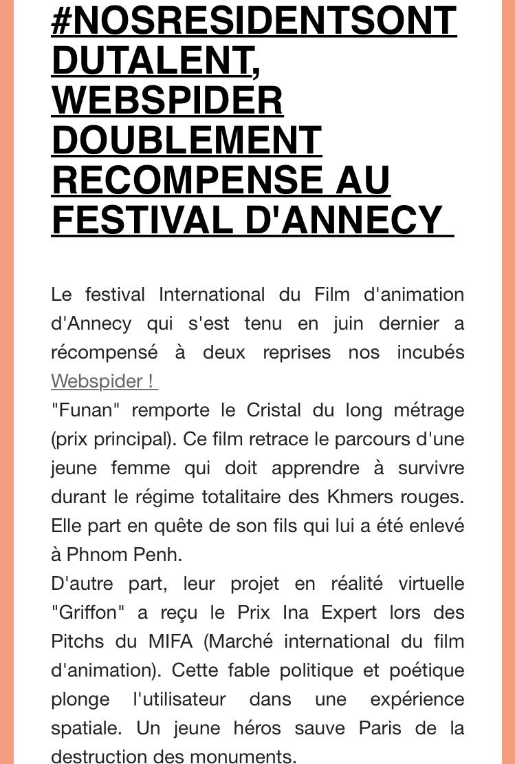 louriealexandre's tweet image. Bravo à #WEBSPIDER qui fait la fierté de la communauté de COMMUNE IMAGE ! @communeimage93 @creatis_ @annecyfestival