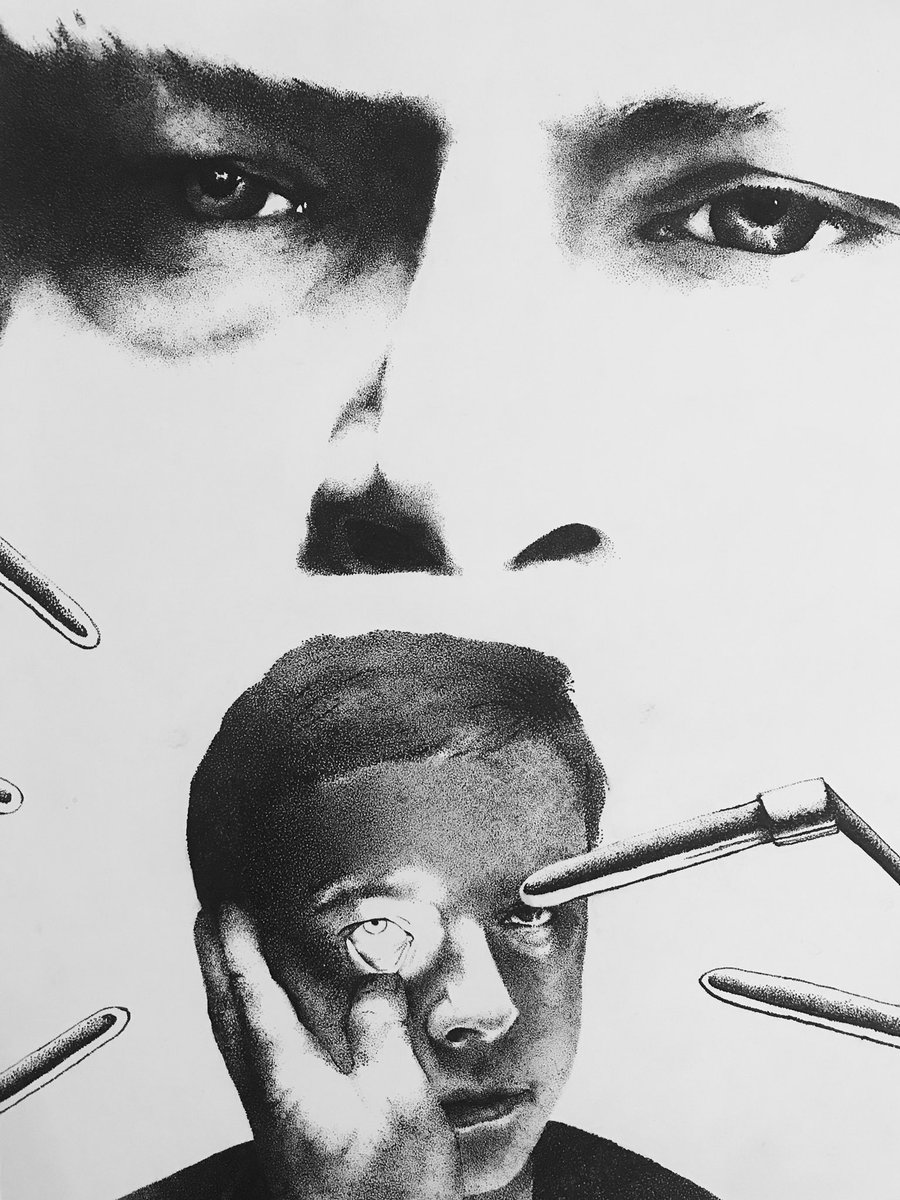 aiemsi's tweet photo. a month later, and it’s done! ~ my art project, ft. @danedehaan from “A Cure For Wellness” 🖊 - stippling w/ fineliner pens aka fifty years of my life gone lol -  #art #artistsontwitter #drawing #pen #stippling #pointilism https://t.co/4Fud9xySjy
