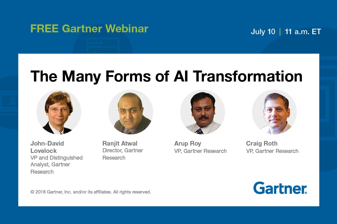 Artificial Intelligence (AI) will be a net job creator in 2020. Join us on July 10 at 11 am ET for a free webinar, 'The Many Forms of #AI Transformation’. Register here: gtnr.it/2udGuVP @jloveloc #IT