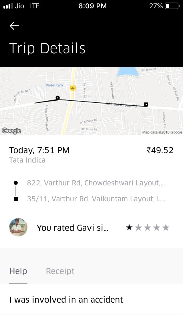 vipinindora1's tweet photo. @Uber_Support @Uber_India Are you kidding me?This is 2nd time Driver denied to pick me from Infront of Brand factory Marathallai Market banglore &amp; i spoke to driver but he is not ready listen anything.However did you charge me for the virtual pickup and drop?This is disappointing https://t.co/RQqRhaTCyE