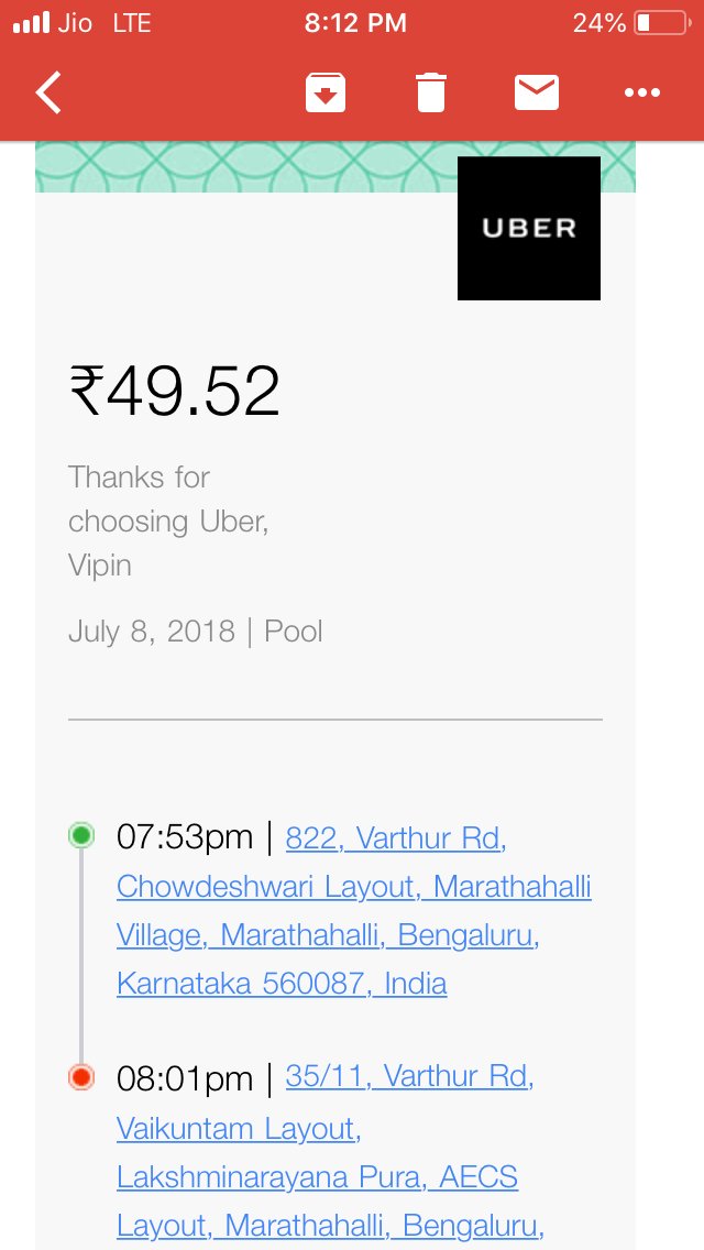 vipinindora1's tweet photo. @UberINSupport  Are you kidding me?This is 2nd time Driver denied to pick me from Infront of Brand factory Marathallai Market banglore &amp; i spoke to driver but he is not ready listen anything.However did you charge me for the virtual pickup and drop?This is disappointing https://t.co/C6Ox5cMKDg