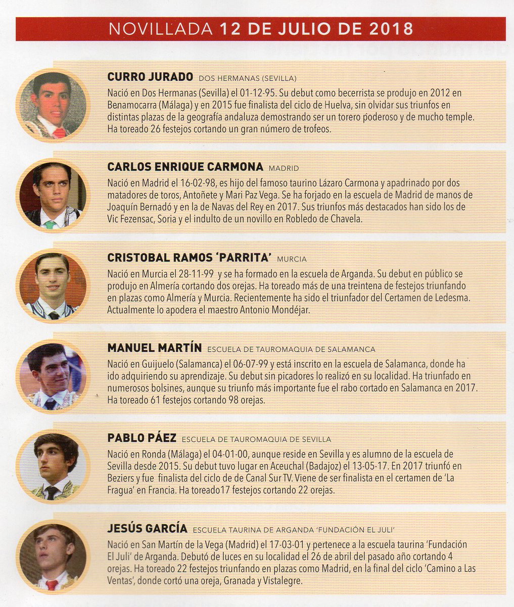 Después del Triunfo de nuestro alumno de la ESCUELA TAURINA DE SEVILLA " El Primi" en la primera novillada de promoción de la Real Maestranza de Sevilla; este próximo jueves participara otro alumno de nuestra escuela de Sevilla.... Pablo Paez.vamos palante Pablito y mucha suerte.