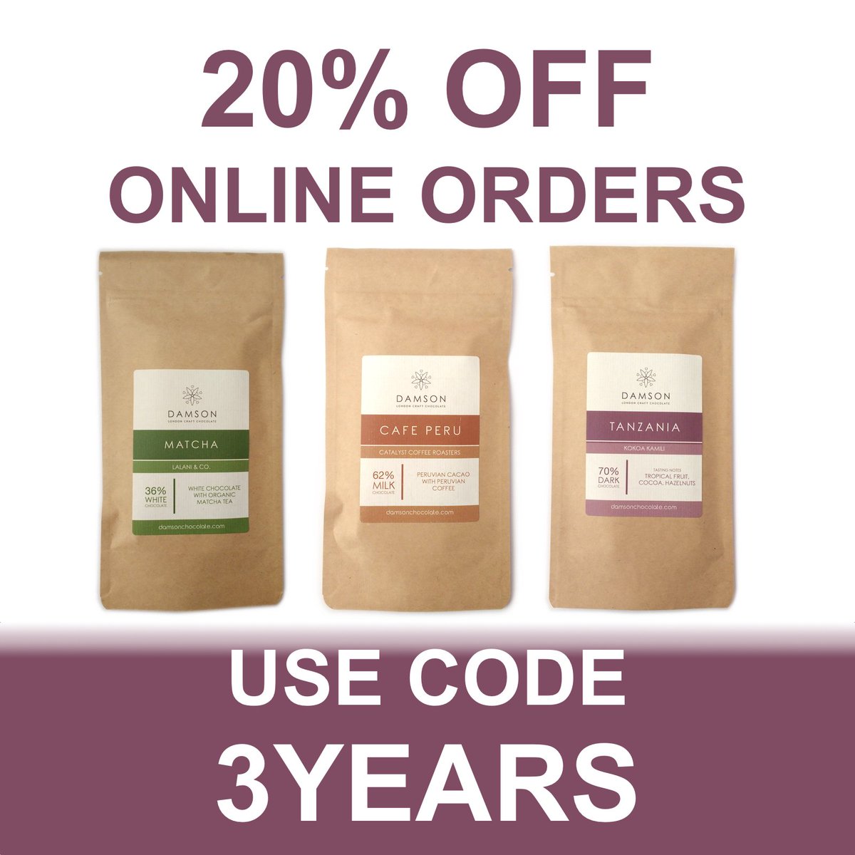 damsonchocolate's tweet photo. Today is the last day to take advantage of our 3 year anniversary special offer with 20% OFF all online order. Hurry! https://t.co/Dba0rTp85Z https://t.co/eyLvh8ZQey