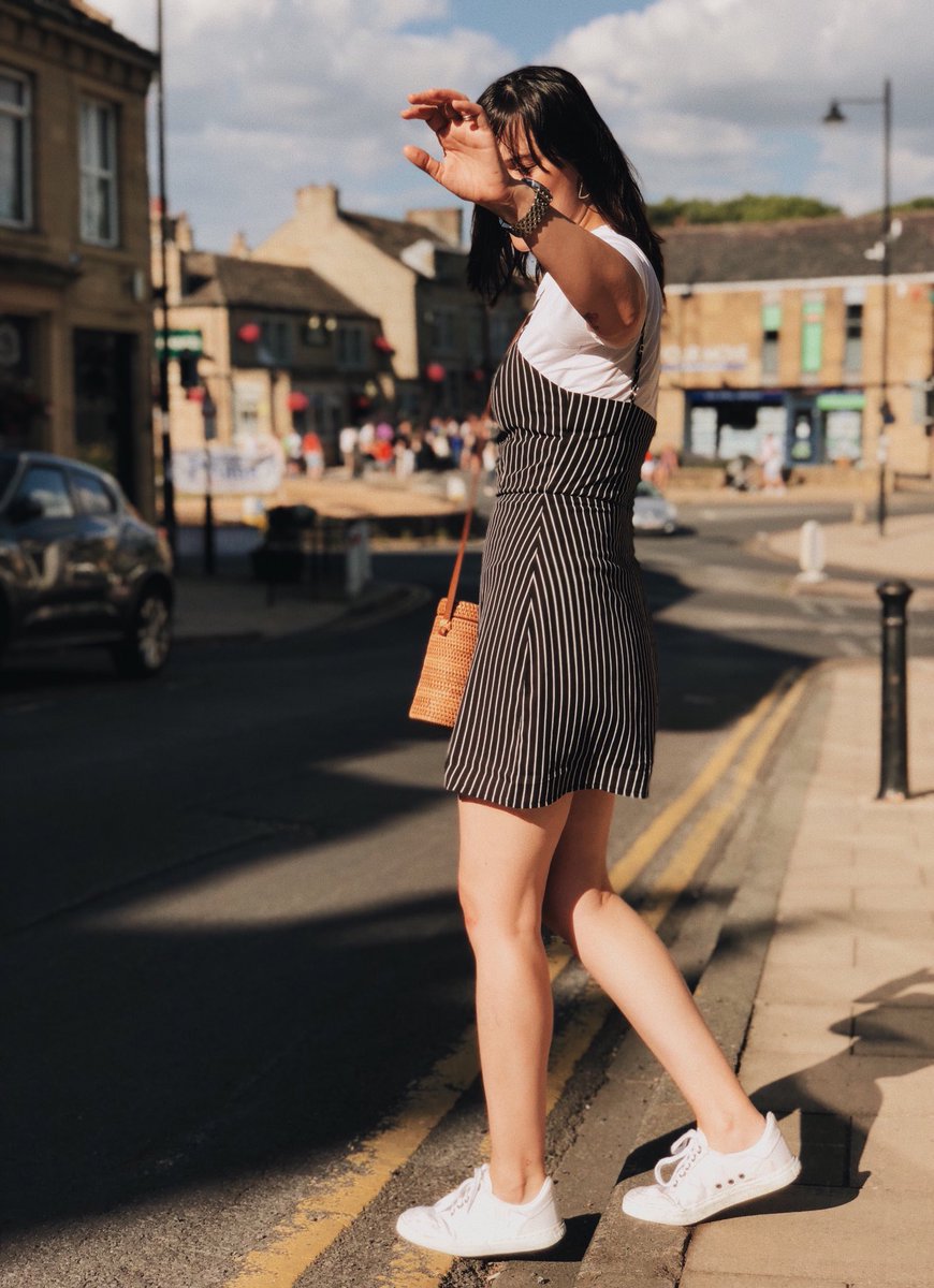 thefairedit's tweet photo. Golden hour up north ☀️ the only new dress I bought or the summer! @EthleticBrand white trainers, @AboveStudio1 wicker bag and the @sisterhoodthe dress layered over a basic t-shirt from @KnowTheOrigin! 🌿♥️ https://t.co/YgVQlkA5mJ