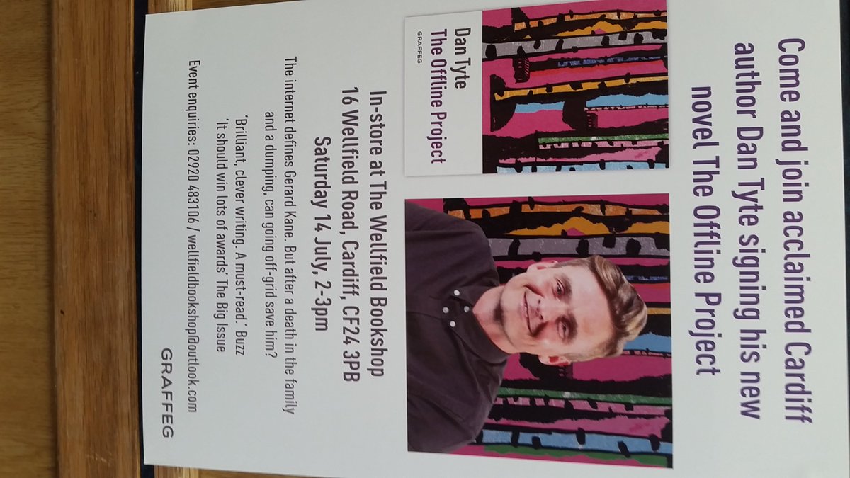 WellfieldBooks1's tweet photo. We've got another great signing event on the horizon! Pop in Saturday 14th from 2-3PM to see @dantyte and pick up a copy of his new book, the Offline Project. We're all ready excited here, and looking forward to seeing you @IndieRetailUK #booksigning #roath #offlineproject https://t.co/dpgzGpLxTG