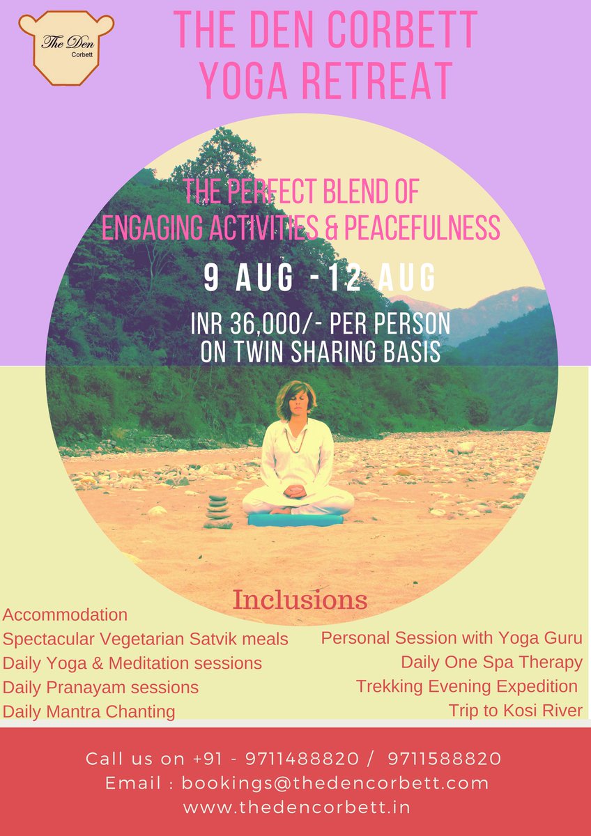The Den Corbett Yoga & Meditation Retreat from 9th Aug to 12th Aug 2018. #yoga #yogalife #yogi #yogini #traveldiaries #mediattion #yogagram #yogaeverydamnday #yogaalignment #practice #practiceyoga #yogaindia #yogabreath #pranayama #meditationretreat #rediscover #yogaretreat