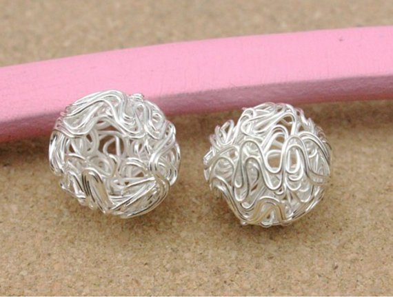 Set of 5 Hollow Silver Ball  Earrings Beads #supplies @EtsyMktgTool etsy.me/2zjQIdf #women'sjewelrydiy #earringfinding