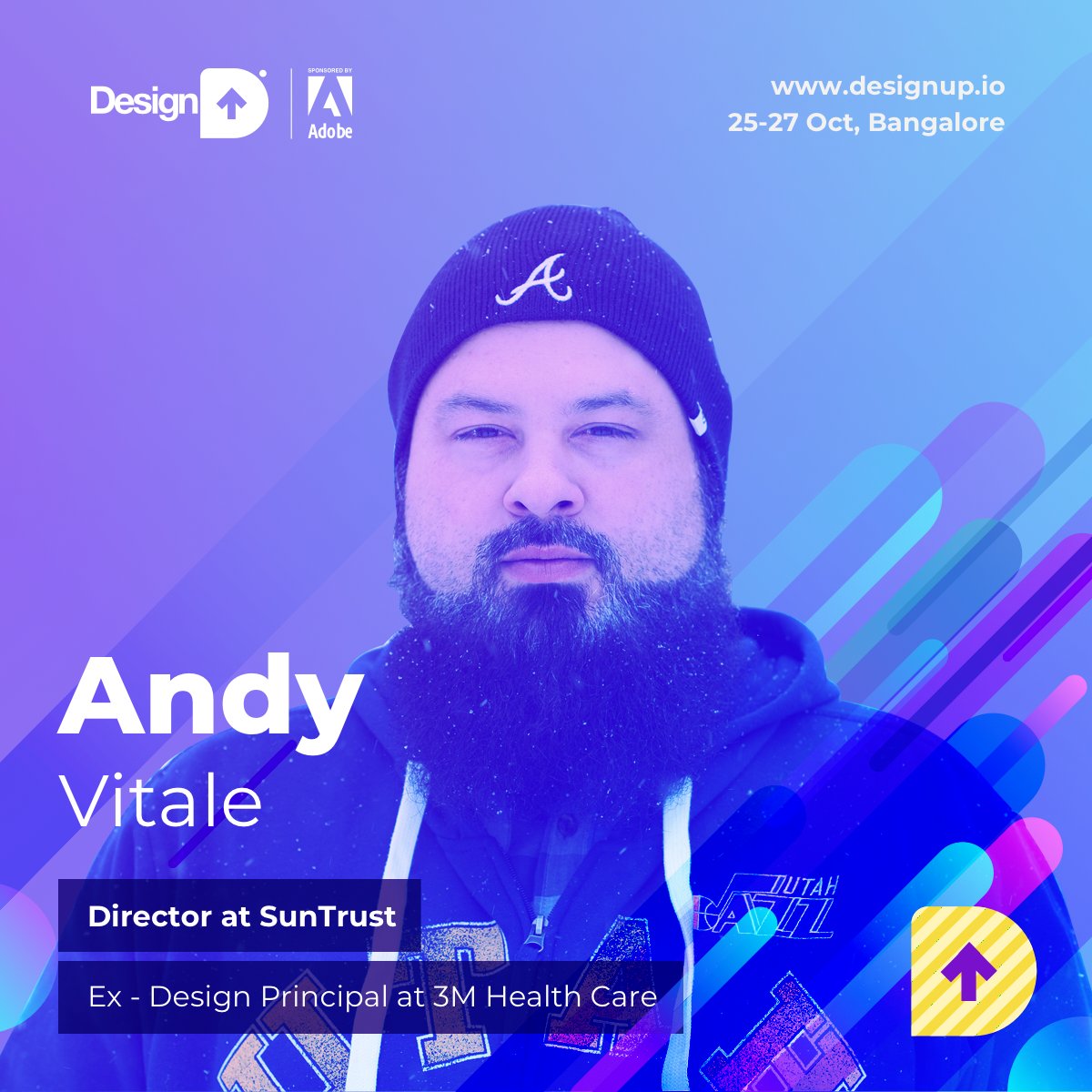 DesignUpConf's tweet image. @andyvitale, UX Director @ SunTrust Bank, one of US’s largest financial services companies, and previously led Design at Polaris. Andy serves as Director of Design Impact for AIGA. Join Andy at his workshop &amp;amp; talks at #DesignUp2018 #Bangalore Oct 25-27 » designup.io/2018